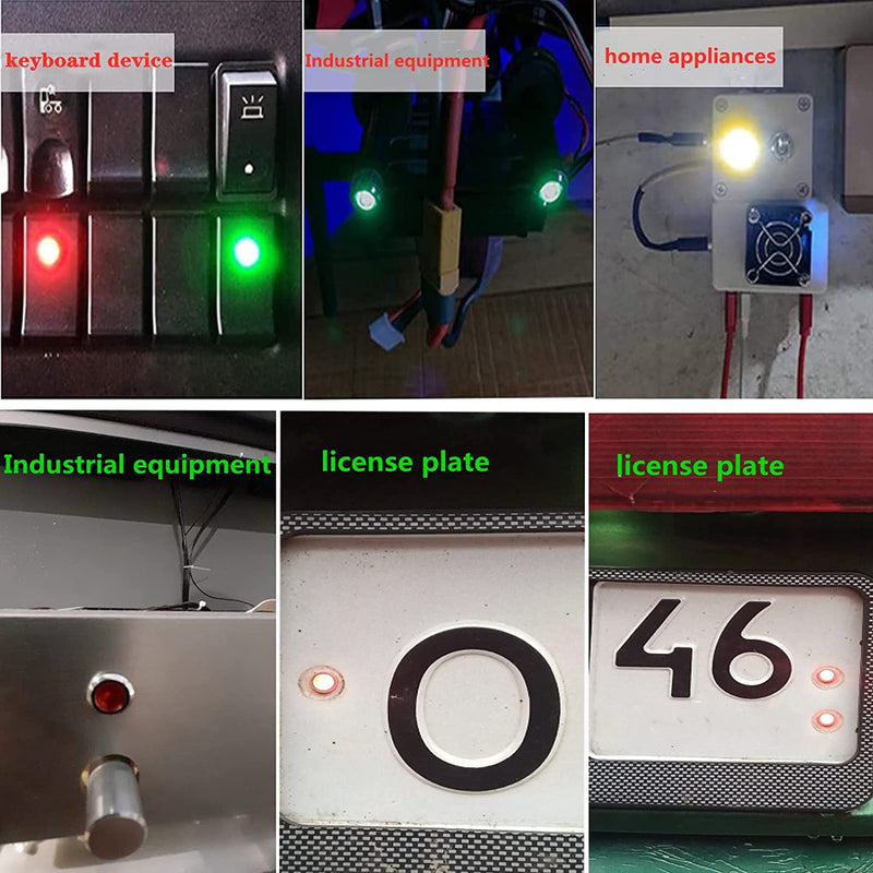 GUUZI 8mm LED Indicator Light 12-24V Waterproof Signal Light Metal Plate LED Indicator Signal Light Plate Mount Flat Head with Wires Silver Housing (Red, 6 Pieces) Red
