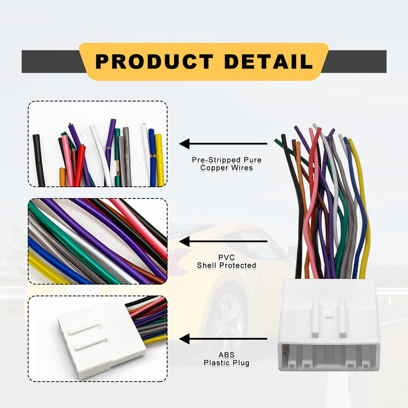 Radio Wiring Harness Connector, Antenna Adapter Compatible with 2007-2019 Nissan/2008-2013 Infiniti/2008-2013 Subaru w/Antenna Adapter Install Aftermarket Stereo CD Receiver Cable Connector Kit