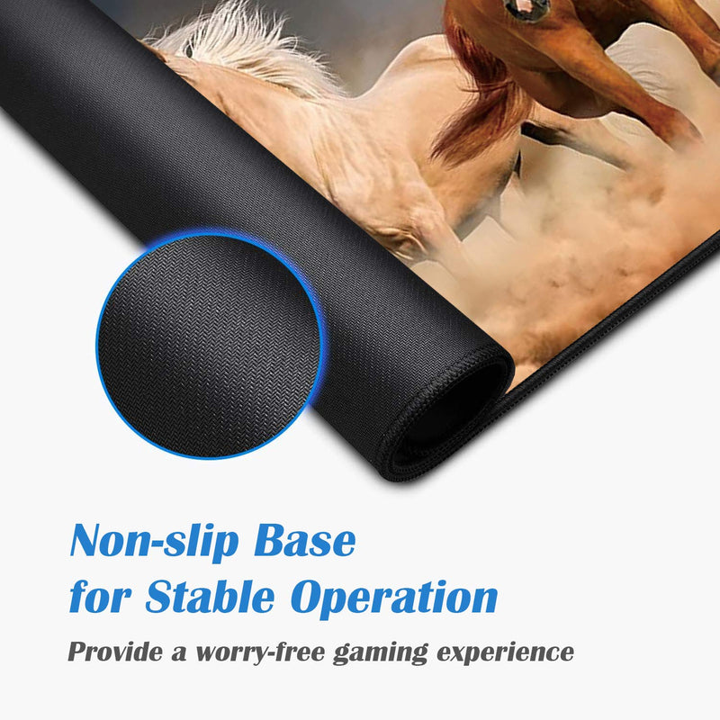 Desk Pad Mat Gaming Mouse Pads with Coasters, Office Desk Mat 31.5" ×11.8" Large Gaming Mouse Pad Durable Extended Computer Mouse Pad with Non-Slip Rubber Base for Office & Home (Galloping Horse) Galloping Horse