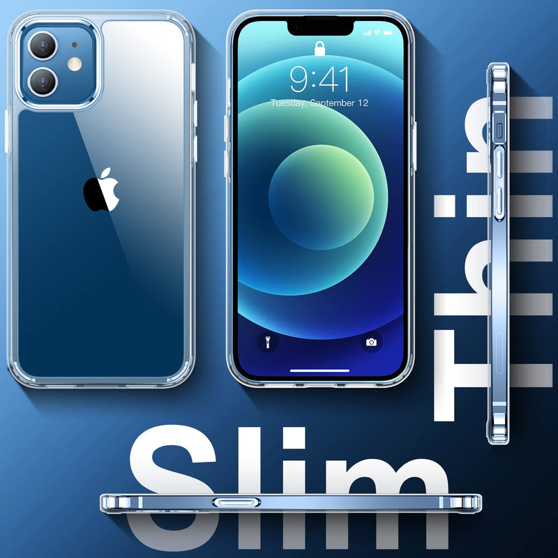 Temdan for iPhone 12 Case & iPhone 12 Pro Case, [Not Yellowing] [Ultra Slim] Lightweight Thin Shockproof Phone Case for iPhone 12 Case & iPhone 12 Pro Case-Clear Crystal Clear iPhone 12/12 Pro
