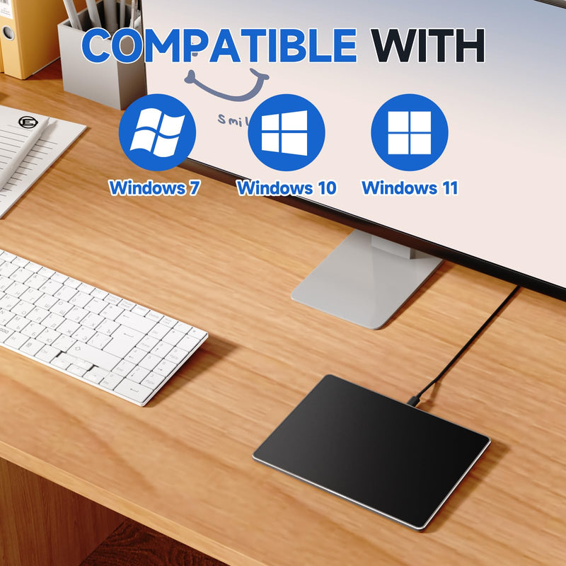 Wireless Bluetooth Trackpad for Windows 10 & 11, 3-in-1 Connectivity Modes,High Precision Control, Portable Multi-Touch Gestures touchpad for PC & Laptop (Black) Black