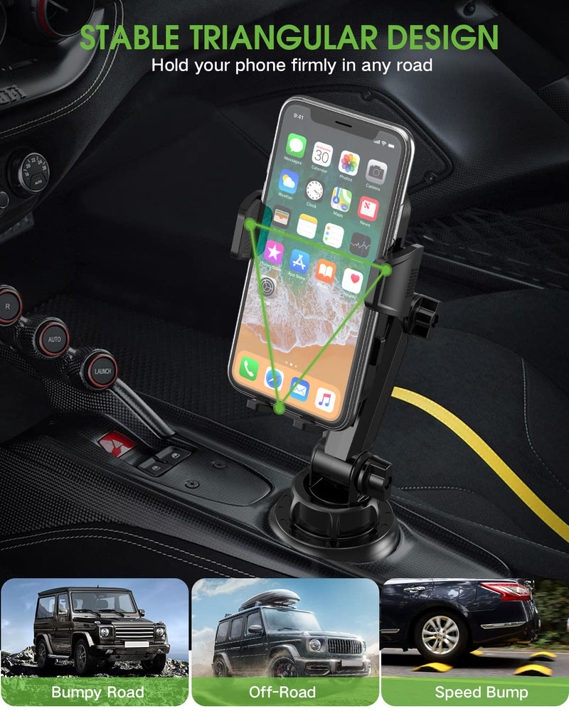 Cup Phone Holder for Car, No Shaking Car Phone Mount with Expandable Base | Adjustable Height 8"-10.8", 360° Rotation, Fits 2.6"-4.0" Cup Holders for iPhone 17 Pro Max to iPhone 11, Samsung, Google