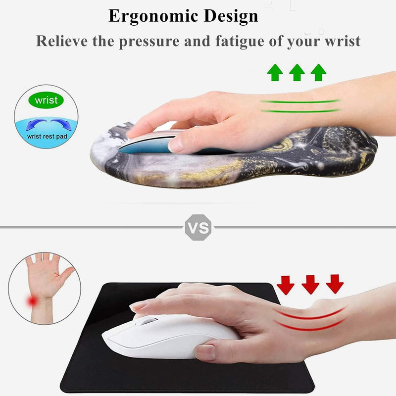 Mouse Pad with Wrist Support, Non Slip Mousepad Wrist Rest for Office, Computer, Laptop & Mac- Durable & Comfortable & Lightweight Ergonomic Support Mouse Mat (Beige Purple Marble-Wrist) Beige Purple Marble-wrist