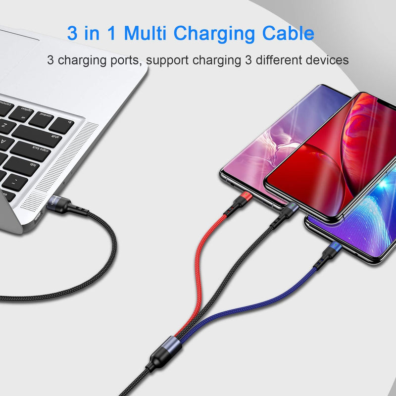 72W Super Fast Dual USB-C Charging Cable for iWatch+USAMS 2Pack 10ft Multi Charging Cable Short Charging