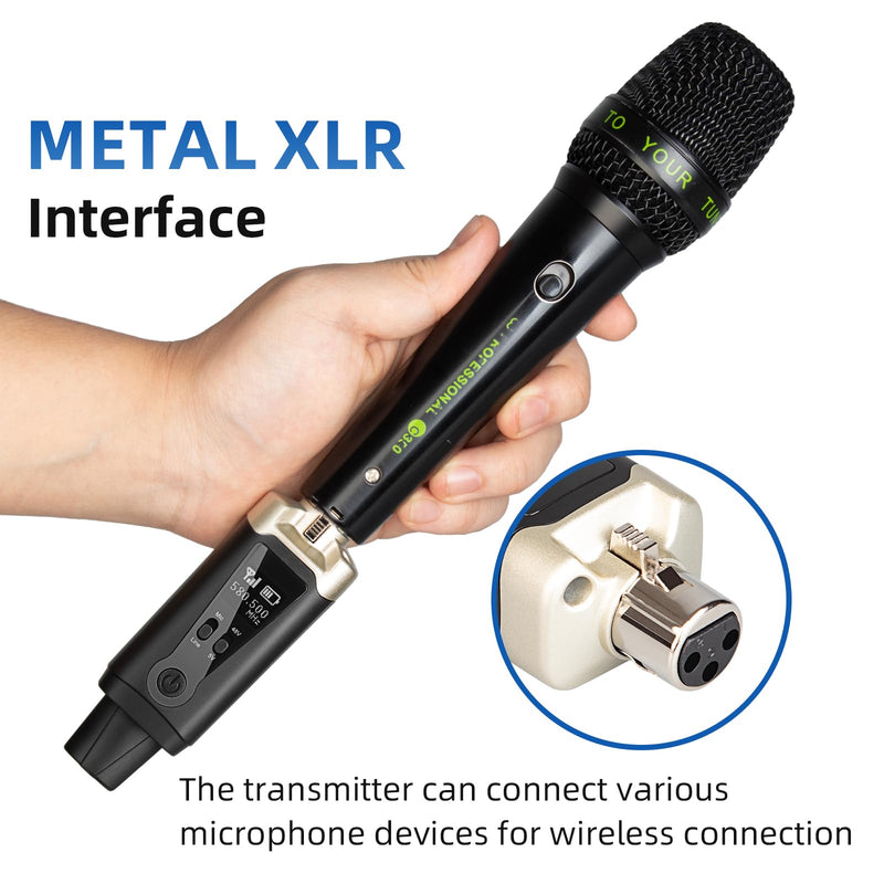 Depusheng T9 Wireless guitar transmitter receiver, Wireless Microphone Transmitter Receiver XLR Microphone Wireless System for Dynamic and condenser Microphone Audio Mixer, With 48V phantom power