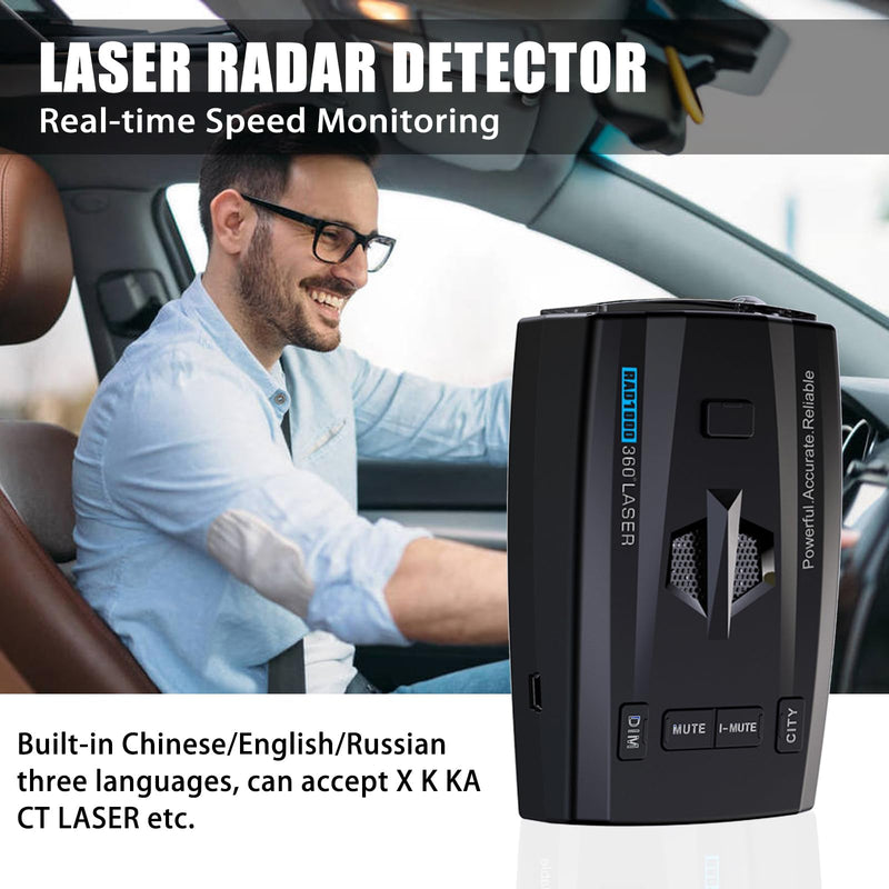 RAD1000 Laser/Radar-Detector for Cars with Suction Cup Mount - X/K/Ka/KU/ST/CT Band & Laser Detection, Long Range Detection, Led Display, VG-2 Immune, Mute Memory, Multi-Mode, Ideal Gifts