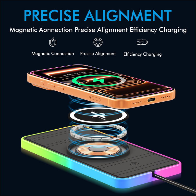 Magnetic Wireless Charger for iPhone 17/16/15/14/13/12 Series, Fast Wireless Charging Pad with Extension Cable, Portable Mag Safe Compatible Charger for Car, Desk & Travel, USB Magnetic Phone Charger A8