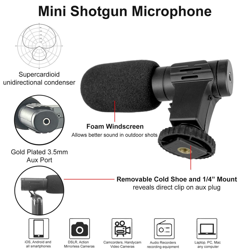 Starter Vlogging Kit for iPhone, Android with 10" Tripod, 36 LED Light, Phone Holder Mount and Mini Shotgun Microphone for Live Stream, Video Calls, Vlogging, YouTube, Instagram TikTok 1) Starter Kit