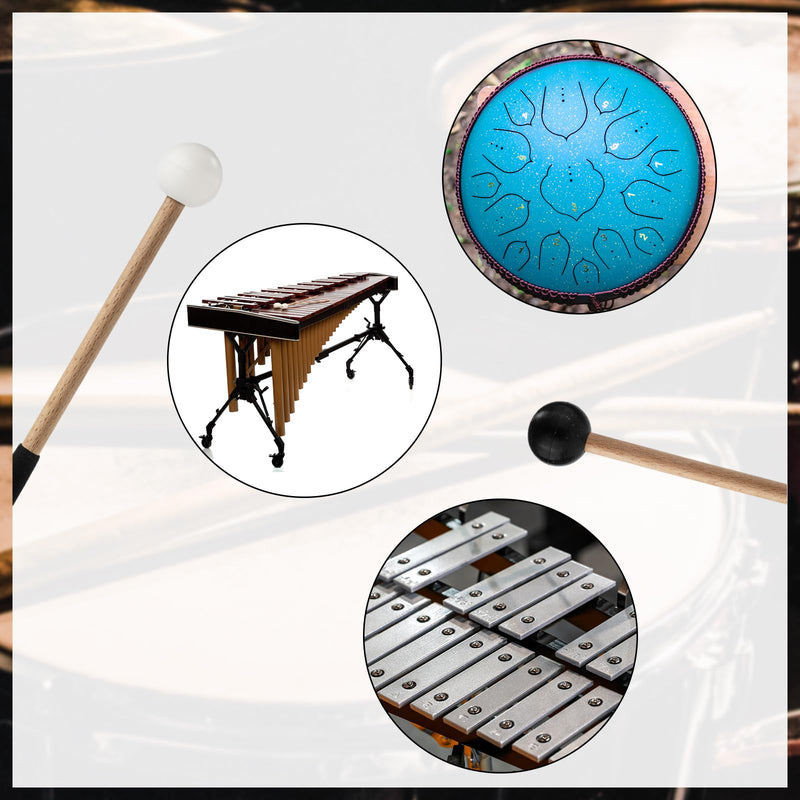 [AUSTRALIA] - 2 Pairs Xylophone Mallets, 8.6 Inch Rubber Percussion Sticks with Soft Rubber Handle, for Glockenspiel Marimba Timpani Tongue Drum Bell 