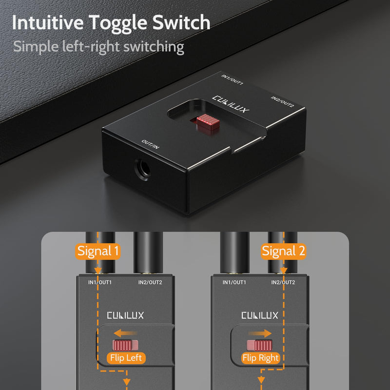 [AUSTRALIA] - Cubilux 3.5mm Audio Selector, Bidirectional 2-In-1-Out or 1-In-2-Out 1/8-in TRS Headphone Switcher, Ultra-Compact Aluminum Case Passive Toggle A/B AUX Switch Box for PC 