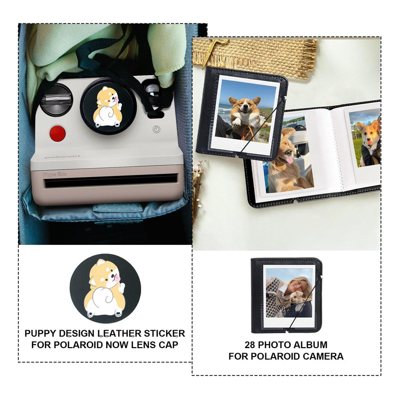 [AUSTRALIA] - WOGOZAN Camera Case Kit for Polaroid Now 2nd/3rd, Now+ Gen 2/3rd, I-Type, OneStep, FILP, Instant Camera, Protective Case with Lens Cap and Lens Cover Sticker, 28 Photo Album (Black) (No Camera) Black 