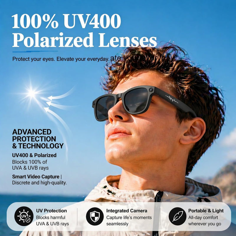 AI Smart Glasses with 8MP 4K Camera Glasses, 2026 1200P Video Recording Glasses for Women & Men, 139 Languages Real-Time Translation, Voice Assistant, Open-Ear Audio for Travel, Meetings & Vlogging