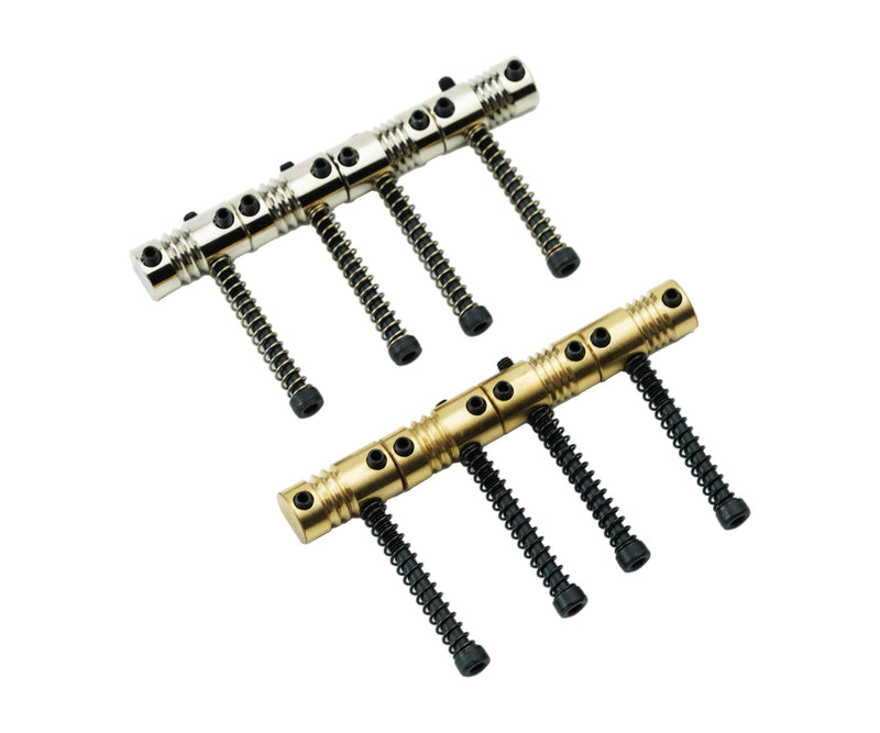 Guyker Bass Bridge Saddles, String Pitch 19mm Brass Compensated Saddles with Wrench Replacement Part (Set of 4, Chrome)