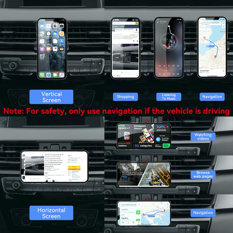 BEERTE Car Phone Holder fit for BMW X1 2022-2016 SUV sDrive28i xDrive28i,BMW X2 2022-2018 F48 F39 Car Phone Mount 360° Rotatable Phone Navigation for Smartphone (MagSafe) MagSafe