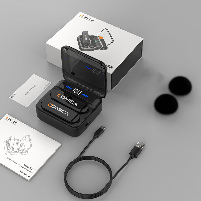 COMICA Vimo S MI Wireless Microphone for iPhone, MFI Certified, Noise Cancellation, 656' Range, 15H Working Time, Monitoring, iPhone Mic for Video Recording, Vlog, Live Streaming, YouTube Lightning Version