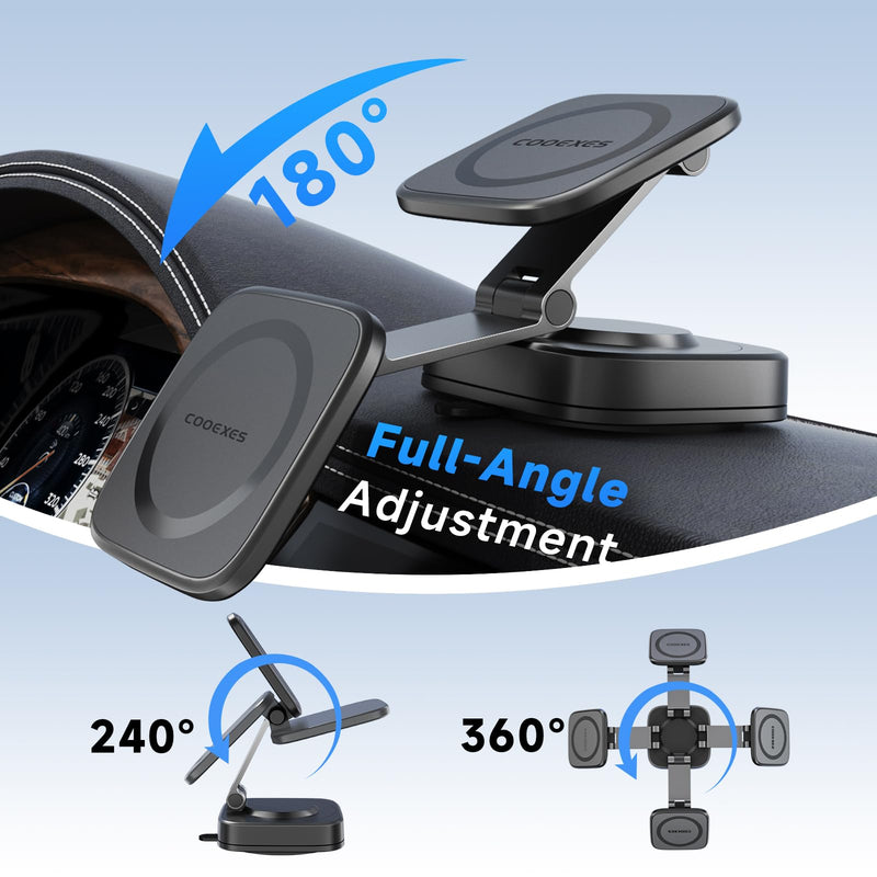 Magnetic Car Phone Holder for Dashboard & Windshield, Quick-Swap Cell Phone Mount with Strong Suction Cup, 360° Adjustable Car Phone Stand, Compatible with iPhone 17-12Pro Max, Samsung Galaxy