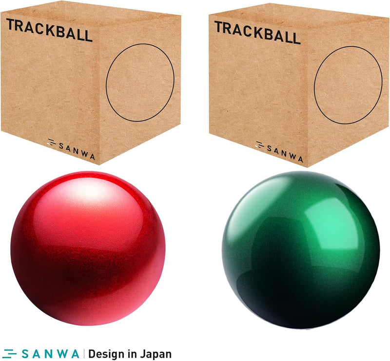 SANWA 2PCS 40mm/1.57in Trackball Replacement Ball for GMAWTB40, GMABTTB41, GMATB39, Kensington Orbit Fusion, and Other Compatible Trackball Mice, Glossy Red + Greenk