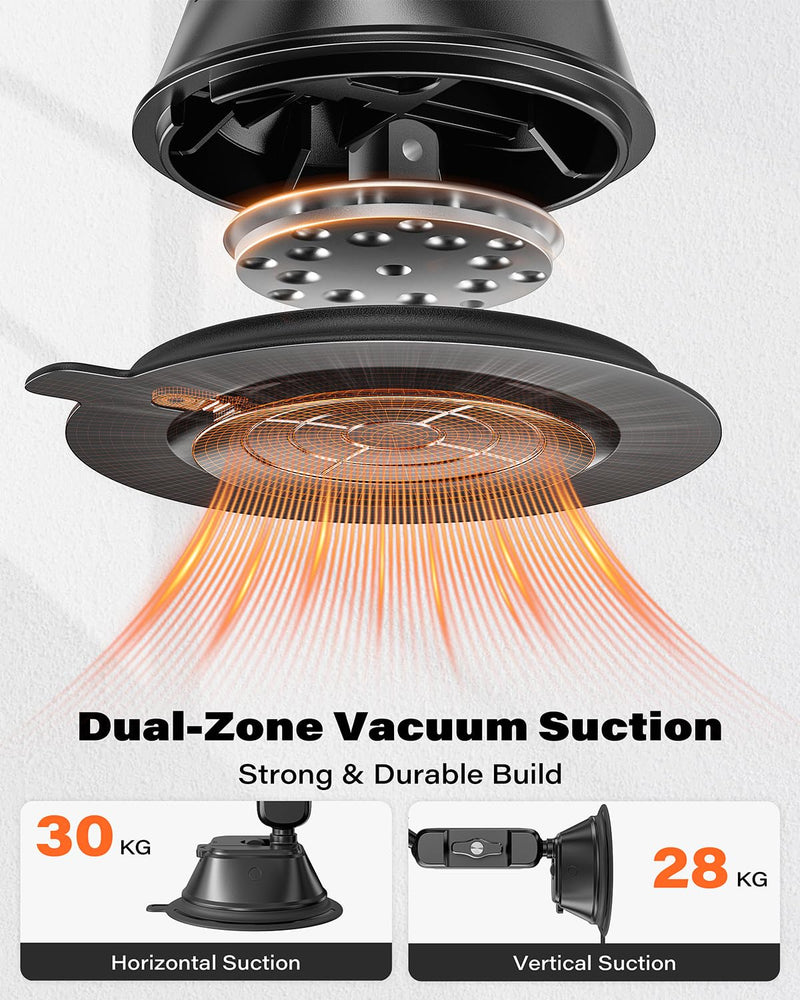 A2C One-Lock Ultra Heavy-Duty Vacuum Suction Cup Car Mount – Integrated Magnetic Auto-Align & One-Click Lock/Release, Aircraft-Grade Aluminum Arm, Built for Off-Road & Rugged Driving