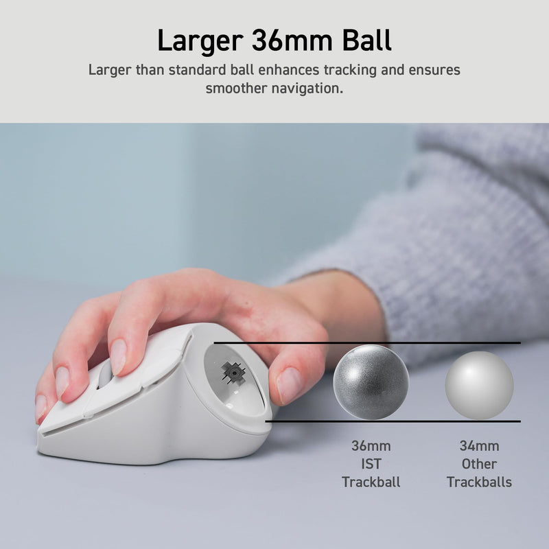 ELECOM Ergonomic Comfort Design Trackball IST Wireless 2.4GHz Connection, Smooth Tracking with Ruby Ball Bearing, 36mm Ball, Thumb Control, Compatible for Windows, PC, and Mac Black (M-IT10DRBK) USB-Wireless