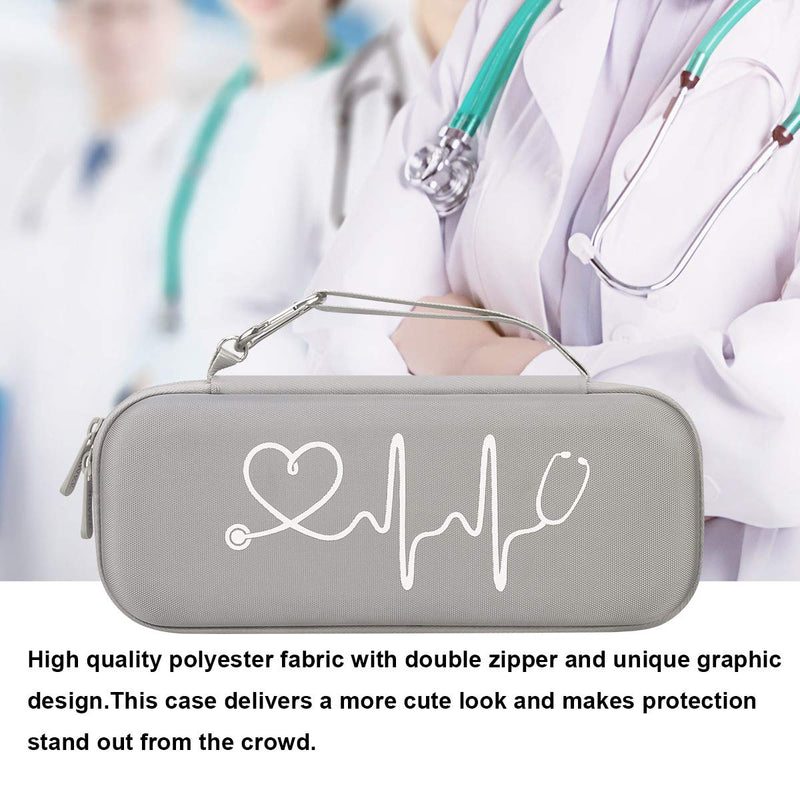 BOVKE Hard Stethoscope Case for 3M Littmann Classic III, Lightweight II S.E, Cardiology IV Diagnostic, MDF Acoustica Deluxe Stethoscopes - Extra Room for Taylor Percussion Hammer and Penlights, Gray