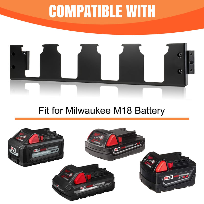 Milwaukee Packout M18 Battery Holder – 4-Slot Side-Mount Storage Compatible with Milwaukee M18 Battery，Tool-Free Installation