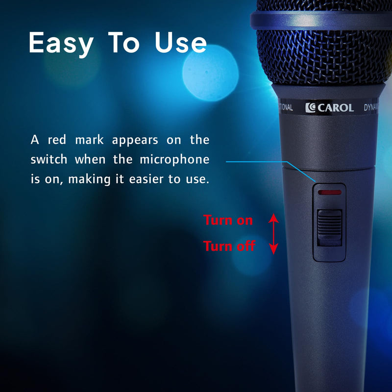 CAROL GS-56 XLR Vocal Microphone for Presentations & Public Speaking – Dynamic Cardioid Mic for Teaching & Seminars. Pro-Tuned for Natural Sound, Includes Mic, XLR to 1/4" Cable & Switch