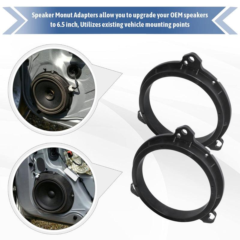 RED WOLF Aftermarket 6.5 inch Speaker Adapter Spacers Ring Bracket Mounting+Speaker Wire Harness Replacement for Nissan Murano Sentra 2000-2019, Titan 2004-2019, Kia K2 2011+