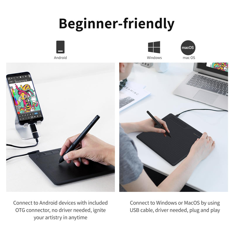 GAOMON S620 Graphics Drawing Tablet, 6.5x4, 8192 Pressure & 4 Hot Keys | Battery-Free Stylus, Ultra-Slim & Portable, for Beginners, Students & Creators in Digital Art, Note-Taking & OSU 6.5x4 Inch