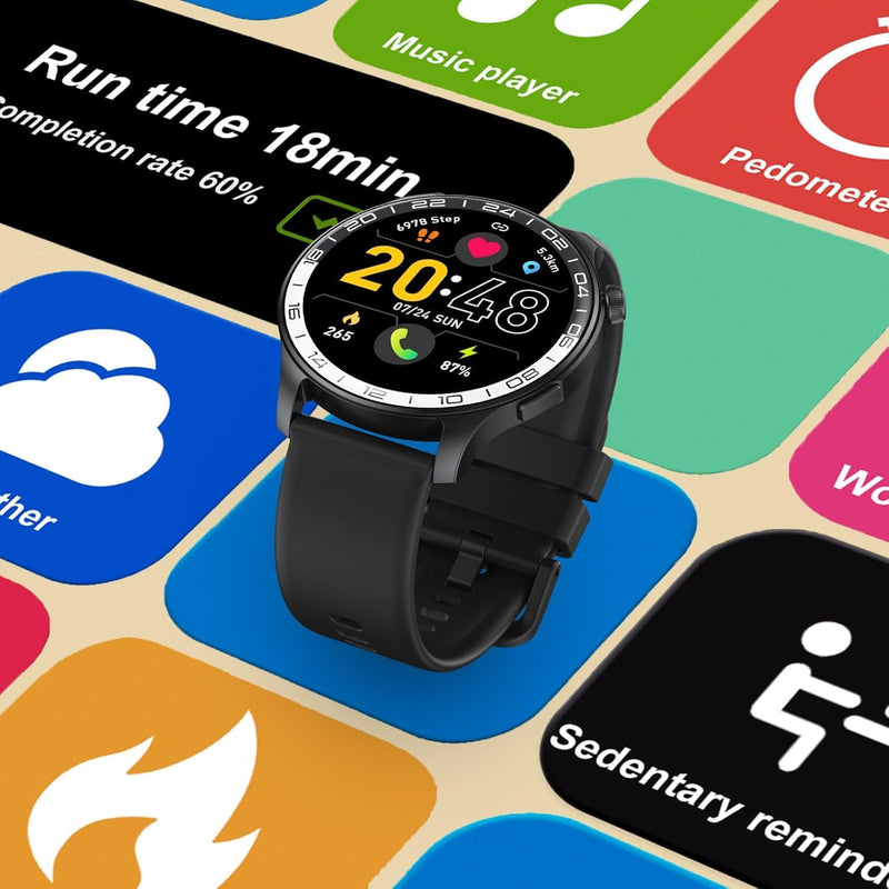 Smart Watch for Men Women(Answer/Make Call),40mm AMOLED Touchscreen | IP68 Waterproof, 100+ Sports Modes, Pedometer, Heart Rate Monitor, Sleep Tracker Activity Tracker, Android, iOS Black
