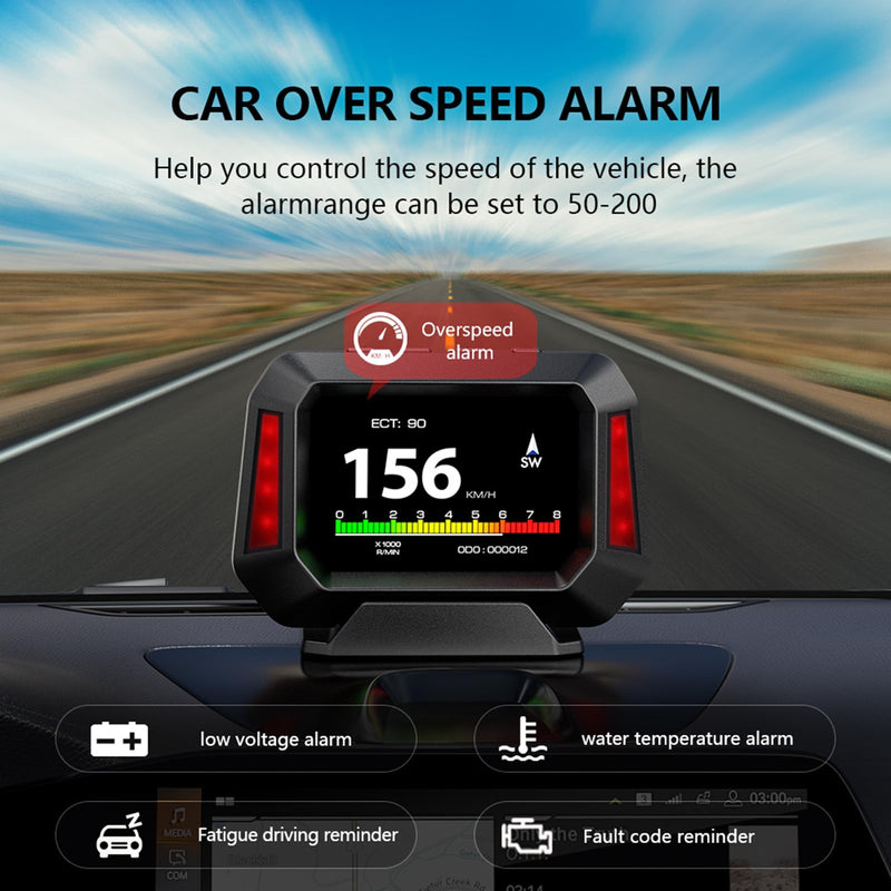 [AUSTRALIA] - Obd2 Gauge Display P21, Heads Up Display for Cars, Displaying Multiple Functions, Speedometer, Slope Meter, Suitable for All Car 