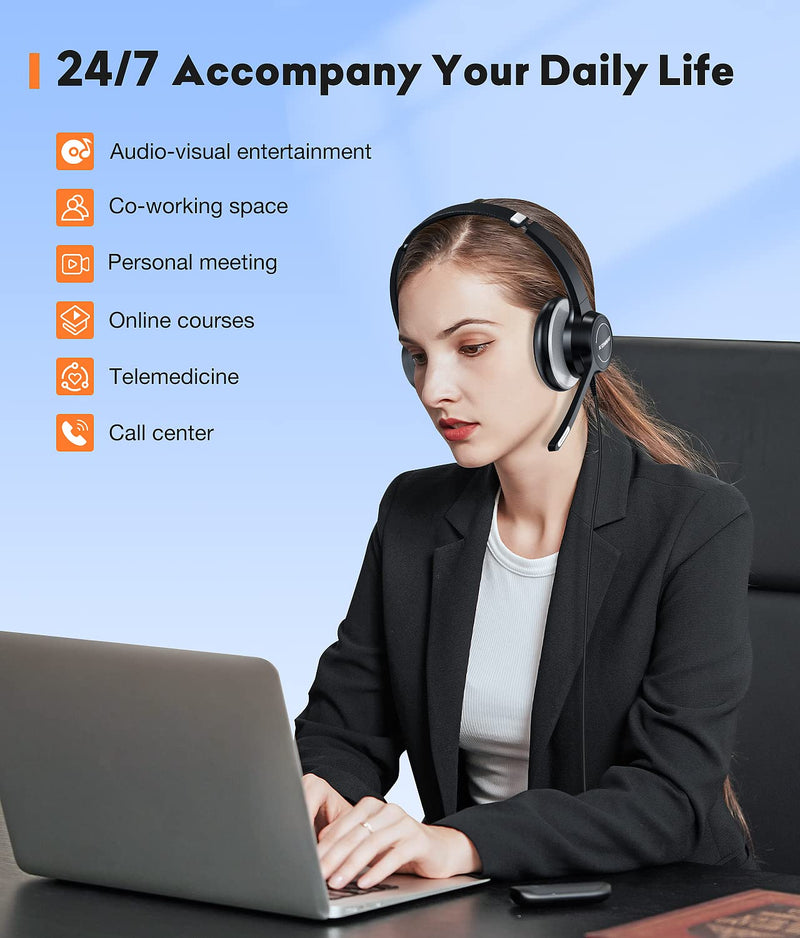 [AUSTRALIA] - USB Headset with Microphone, 3.5mm Wired Computer Headsets with Noise Cancelling Microphone, Stereo Headphones with MIC for PC, in Line Controls, Work Headset for Skype Zoom Tablet Laptop 