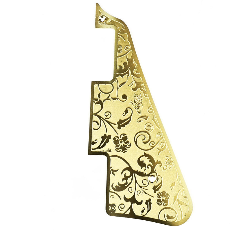 [AUSTRALIA] - Aluminum Alloy LP Pick Guard Scratch Plate 2-Hole Mount Engraved Metal Electric Guitar Pickguard Compatible with Epiphone Epi Les Paul Style Guitar Replacement Parts(Gold) Gold 