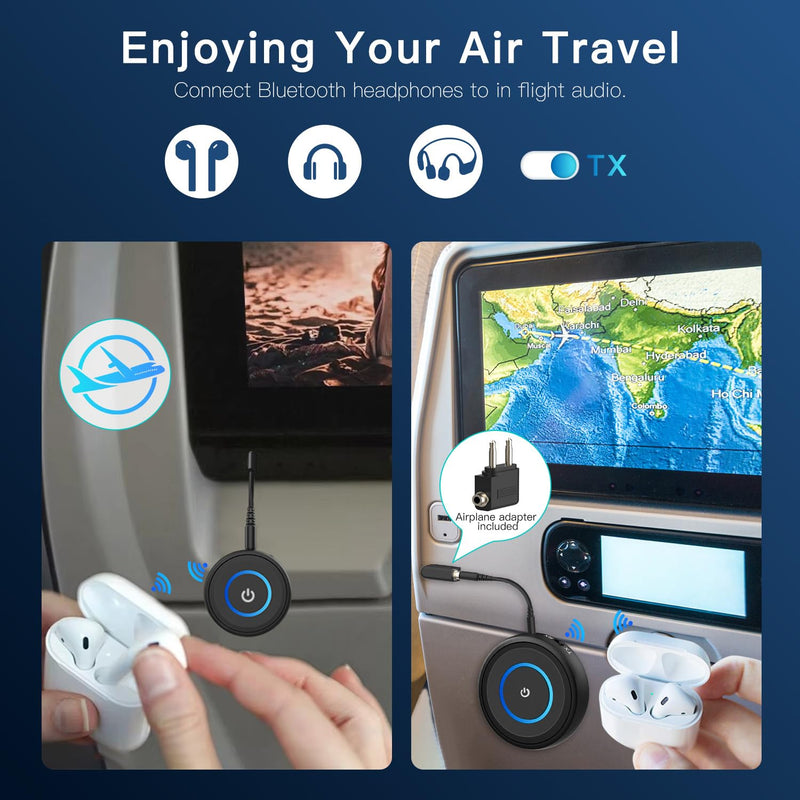 [AUSTRALIA] - BANIGIPA Bluetooth 5.3 Transmitter Receiver, 2-in-1 Wireless Transmitter Receiver for TV/Airplane/Home Stereo/Speakers/Headphones/Car, Audio Adapter w/3.5mm AUX/RCA Jack, Dual Link, Low Latency, 16H 