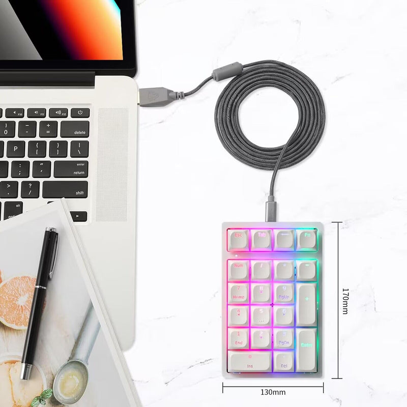 [AUSTRALIA] - MOTOSPEED Mechanical Numeric Keypad Hot-Swap GATERON Switch Wired Gaming Keypad RGB Backlit PBT Keycap 21 Keys Mini Numpad Portable Keypad Extended Layout(Gateron Blue) classic White blue switch 