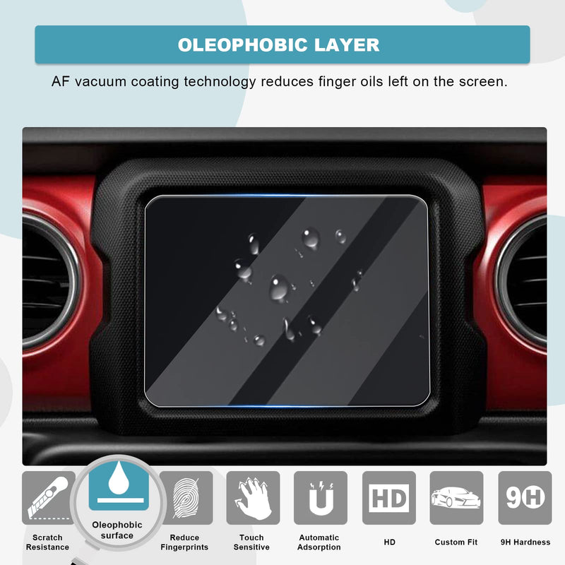 CDEFG for 2018 2019 2020 2021 2022 2023 Wrangler JL/Gladiator JT Center Control Touchscreen Navigation Touch Screen Protector, HD Clear Tempered Glass 9H Scratch Resistance (for 8.4" Screen) for 8.4" Screen