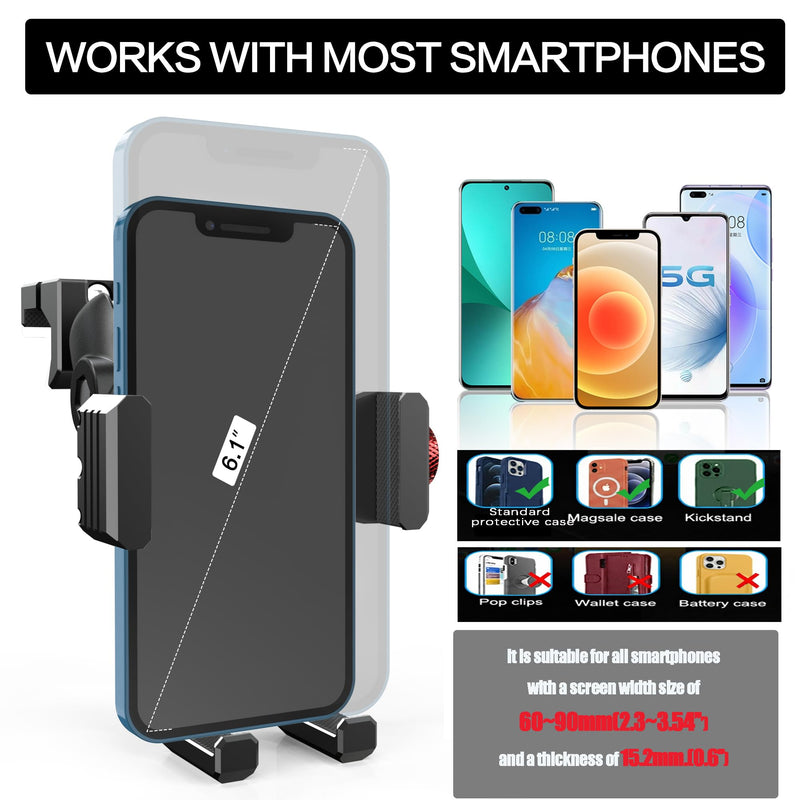 Aluminum Car Vent Phone Mount for Ford F150 (2021-2026) | Ford F-250/F-350 2023-2026| F-150 Lightning XL&PRO 2022-2026 | 360° Rotation | Zero Slip Anti-Scratch | for All Smartphones Ford F-150 Vent Phone Mount (2021-2024)