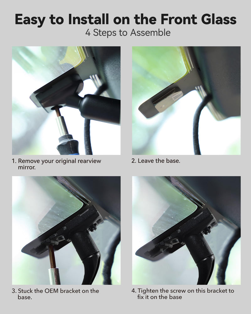 WOLFBOX Model 118 OEM Bracket Fit for 2008-2017 Kia BORreed, for USB C G840S/G840H/G850/G900 Mirror Dash Cam
