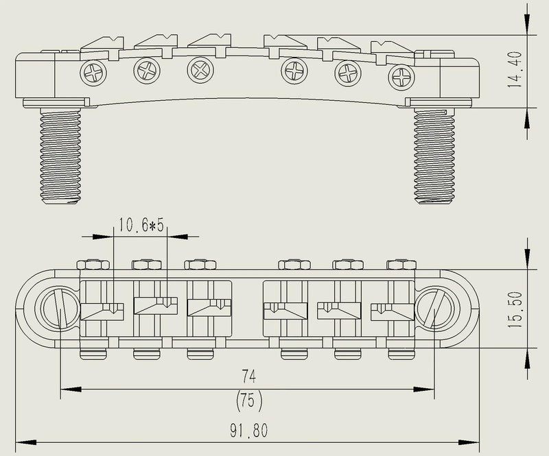 [AUSTRALIA] - Guyker Guitar Tune O Matic Bridge with Studs for 6 String Electric Guitar (GM001, Black) 