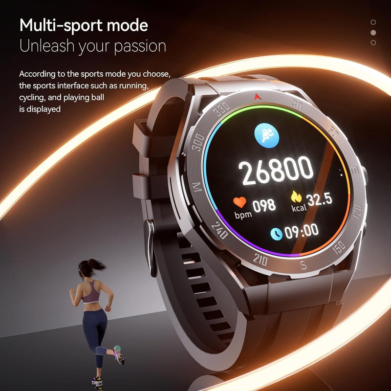 F33 Smart Watch with Earbuds 3 in 1 MP3 Bluetooth Headset 1.43 Inch Smartwatch Built-in Wireless Earbuds Speaker Round Fitness Tracker Body Health Monitor 512MB Memory Local Music Player (Black) Black