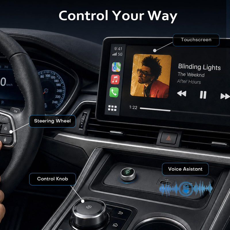 Wireless CarPlay Adapter for iPhone & Android Device | Fast Auto-Connect, Stable Connection, Mini Size Plug，Apple iPhone & Android, 2-in-1 Adapter, Convert Wired to Wireless Dongle