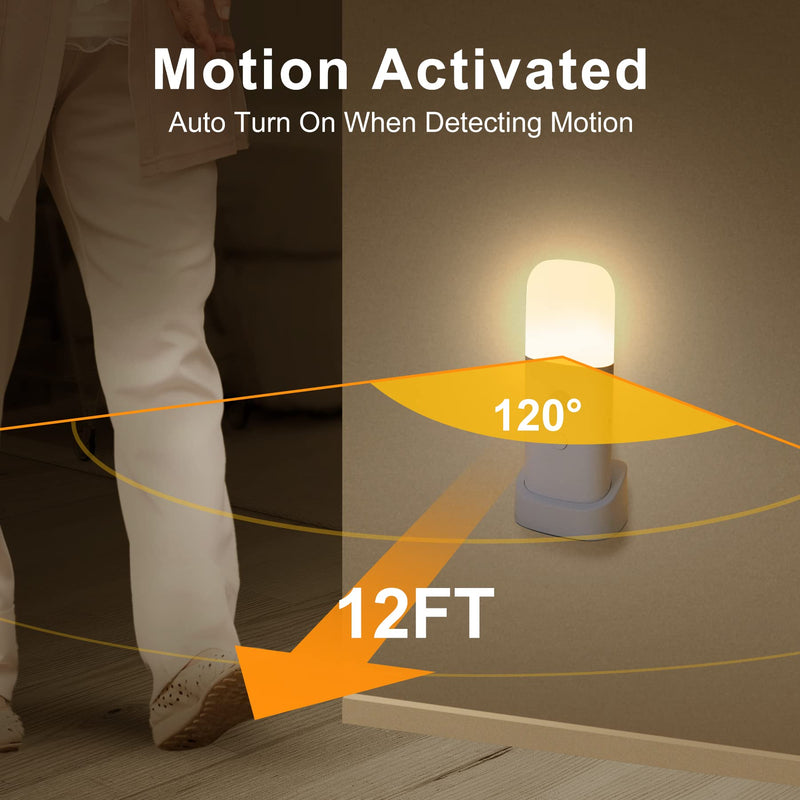 [AUSTRALIA] - YELKO Motion Sensor Night Light, 2000mAh Rechargeable Night Lights Battery Powered, PortableＤimmable Nightlights with 5 Brightness Levels for Kids,Adults (Warm White 2Pack) Warm White Two Pack 