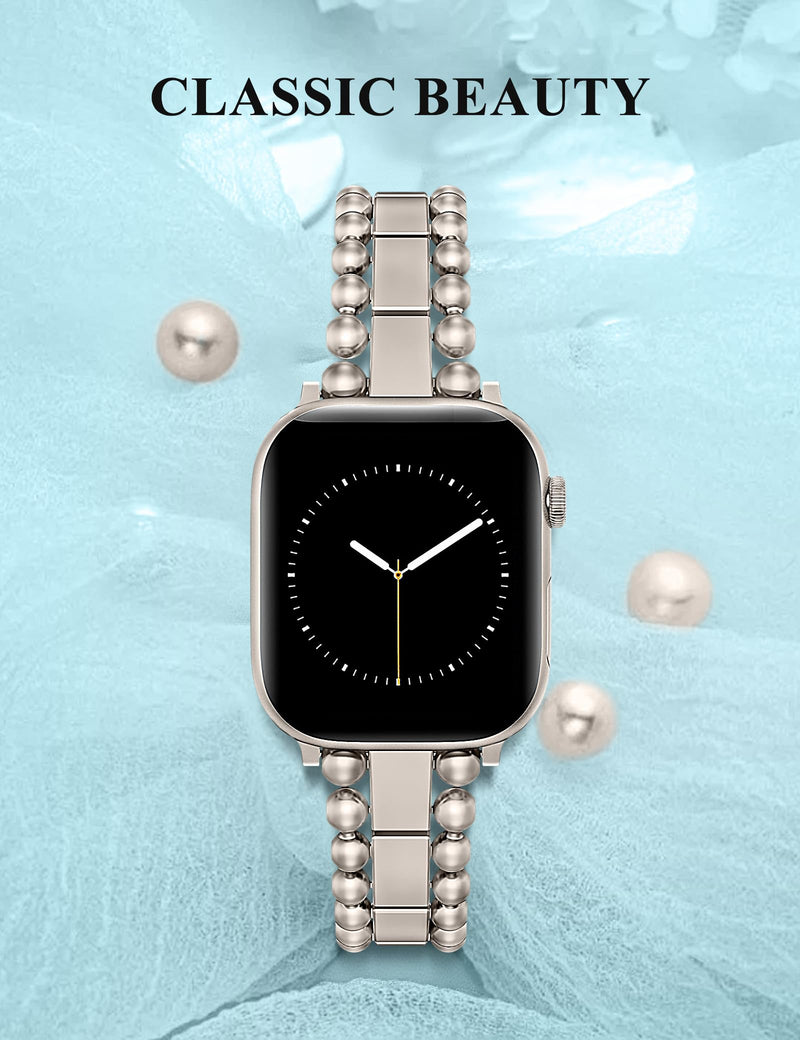 TOYOUTHS Dressy Bracelet Compatible with Apple Watch Bands 42/41/40/38mm Women, Celtic Stainless Steel Metal Fancy Nice Pretty Strap for iWatch Series 11 10 9 8 7 6 5 4 SE 3 2 1, Starlight