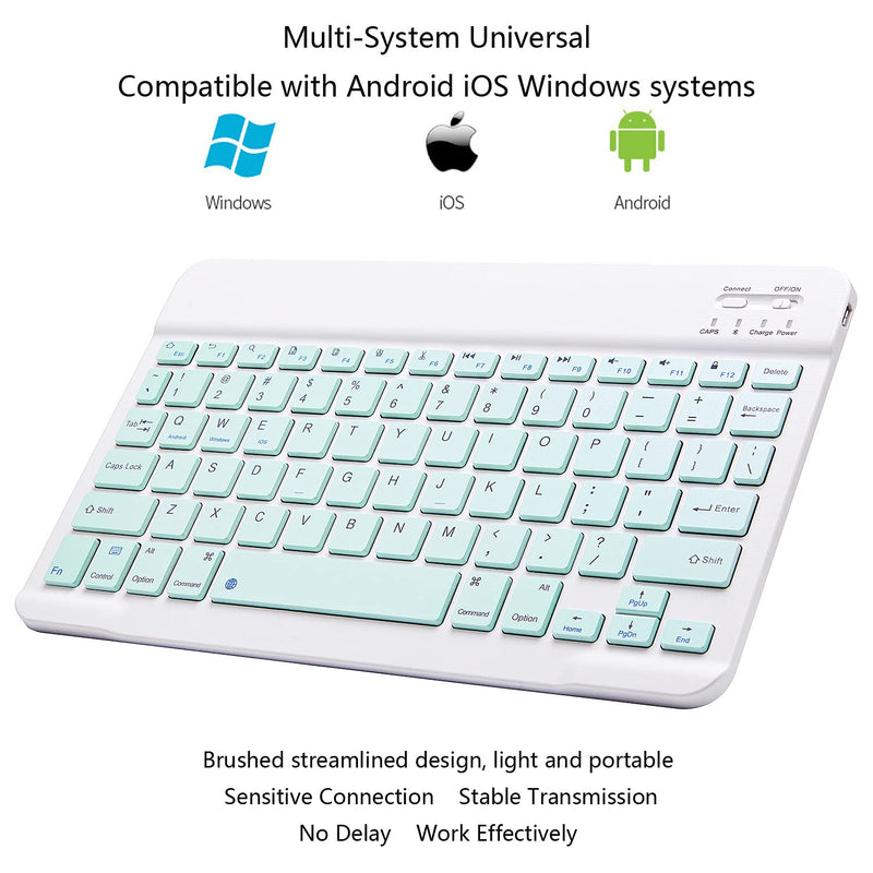 Ultra-Slim Bluetooth Keyboard Portable Mini Wireless Keyboard Rechargeable for Apple iPad iPhone Samsung Tablet Phone Smartphone iOS Android Windows (10 inch Light Green) 10 inch Light Green