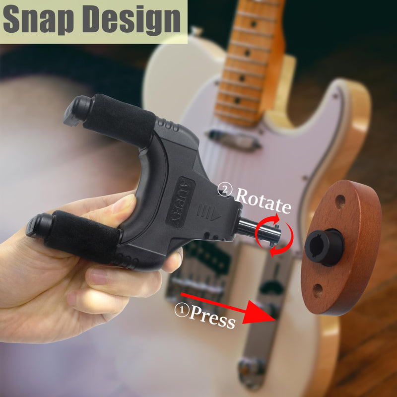 Guitar Wall Mount with Auto-Lock & Auto-Rotate Mechanism | 10KG+ Heavy Duty | Universal Mount for All Headstock/Neck Widths, Classical, Acoustic, Electric Guitars, Bass, etc(Wood Red) Wood Red