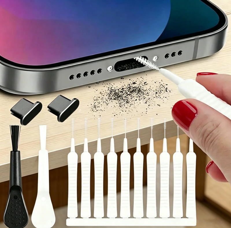 13Pcs Phone Charging Port Cleaner Kit Anti-Clog Dust Cleaning Brush Set | Multi Tool USB Speaker Dust Remover With Dust Plugs For iPhone Android Laptop Earphones