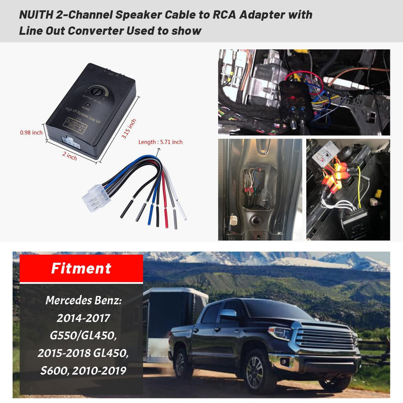 Car Audio Speaker Wire to RCA Line Output Converter, 2-Channel High to Low RCA Converter for Adding Amplifier Subwoofer to Stock Stereo