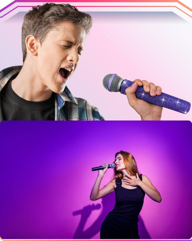 Purple Rhinestones Microphone Sleeve for Wireless Mic Shuer SM58 Beta 58A Handheld Cover Decorative Shine