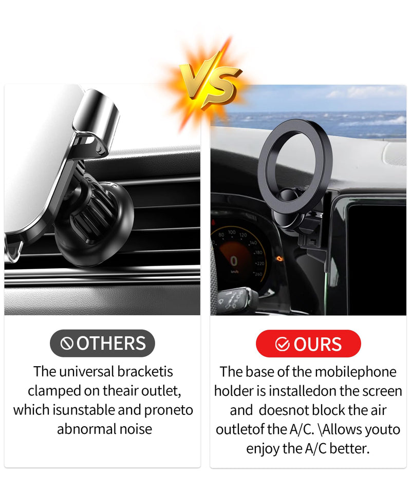 Car Phone Holder for Volkswagen Atlas/Cross Sport 2024-2026,12"Screen Mount | VW Magsafe Accessories Magnetic Cell Phone Mount Clip Compatible with iPhone, 3D fit Stable Dashboard Navigation Bracket