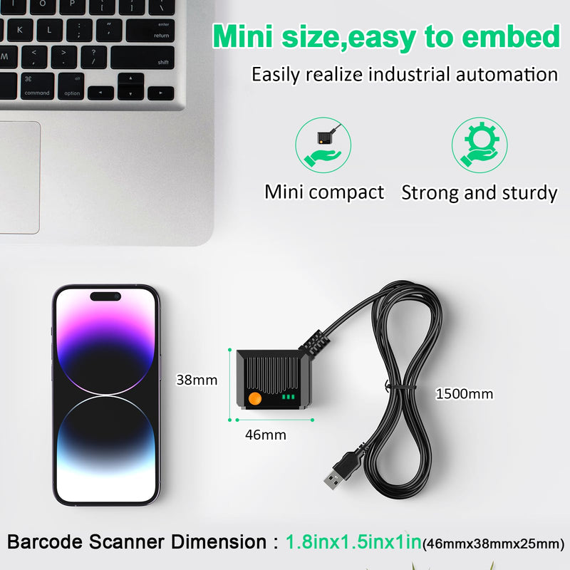 Symcode 2D Barcode Scanner - Fixed Mount, Ultra-Rugged Metal Cover, Auto Sensing 1D 2D QR Code Scanner