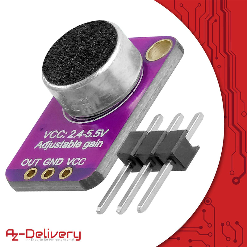 AZDelivery 5 x GY-MAX4466 Electret Microphone Amplifier, Microphone Amplifier Breakout Sensor MAX4466 Compatible with Arduino and Raspberry Pi Includes E-Book!
